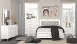 Grey and White Queen Bed with LED Light Padded Headboard B062P215387
