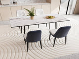 47"-63" expandable dining table set for 2-6 people, equipped with PU fabric thick cushioned dining 60747445
