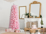 7.5 FT Snow Flocked Hinged Tree, Artificial Pencil Tree, Unlit Artificial 49062779