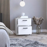 Trivor 2 Drawers Nightstand , End Table, Side Table Metal Handles -White B07092135