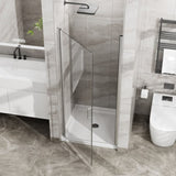 Goodyo 34"x72" Pivot Shower Door, 1/4 inch Thick Tempered Glass Swing Shower Door in Chrome Finish, D163102092