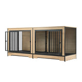 ZNTS Dog Crate Furniture with Two Combined Room, XL Double Dog Cage Furniture with Tray for Medium W420P207590