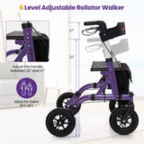 Outdoor Rolling Rollator Walker 9.5" All-Terrain Wheels, 6-Level Adjustable , Foldable, 22927300