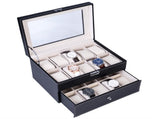 20 Compartments Dual Layers Elegant Wooden Watch Collection Box Black 74095307