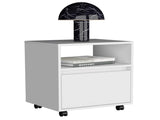 Nightstand 20"H, with One Open Shelf, 1 Drawer and Casters, White B097133213