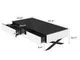 Rectangular Mirror Coffee Table for Living Room with Storage and Metal Base, 2 drawers, Black High N735P350387B