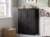 4-Door Vertical-Grain MDF Painted Bathroom Cabinet 23.62*11.81*43.31in Black 01139214