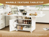 47" Wood Folding Dining Table with storage rack and cabinet, Removable Entryway Table with 6 Wheels, 63103054