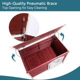 Medium Wooden Outdoor Dog House, Waterproof Roof, Elevated Floor, Adjustable Plastic Feet, Red W142763831