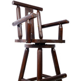 Rustic Bar Stool - Fir Wood Construction, Chair withDecorative Star Backrest, Footrest,Wide Armrest, W465P221179