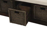 ZNTS TREXM Rustic Storage Bench with 3 Removable Classic Rattan Basket , Entryway Bench with Removable WF193443AAB