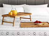 Acacia Wood Rectangular Bed Tray with Stand, Natural Finish Brown, One Size 69769600