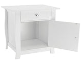 Single Door Bedside Cabinet with A Drawer White 92297256