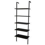 ZNTS 5-Shelf Wood Ladder Bookcase with Metal Frame, Industrial 5-Tier Modern Ladder Shelf Wood 64446382