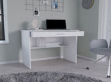 Montana Storage Desk, Spacious Stylish with Drawer and Shelf, White B097P167467