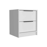 Kaia Nightstand , End Table, Side Table Two Drawers, Metal Handle -White B20091876
