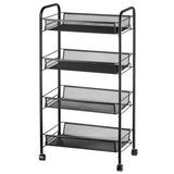 ZNTS Exquisite Honeycomb Net Four Tiers Storage Cart with Hook Black 01157249