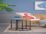 Set of 2 Round End Table, Stacking Side Tables with Sturdy Metal Frame for Small Space,Living Room, W2078127540
