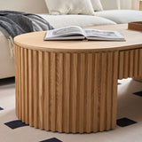 51.18'' Oval Wood Coffee Table With Drawer Mid Century Modern Coffee Table Unique Coffee Table for W876P246438