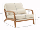 Oak Armrest Oak Upholstered Single Lounge Chair Indoor Lounge Chair Off-White 29506756