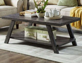 ZNTS Athens Contemporary Replicated Wood Shelf Coffee Table in Charcoal Finish T2574P164641