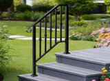 Matte Black Outdoor 2-Step Iron Handrail 08040361