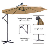 10 FT Solar LED Patio Outdoor Umbrella Hanging Cantilever Umbrella Offset Umbrella Easy Open W41917531