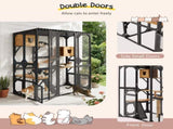 Outdoor Cat Enclosure Fir Wood Catio Outdoor Cat House Patio Cat Playpen with Sleeping Houses, N719P418377D