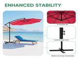 Outdoor Patio Umbrella, 10ft Offset Hanging Patio Umbrella with Aluminum Stand, 8 Ribs, UV 40080159
