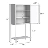 59"H Heavy Duty Metal Storage Cabinet, Display Storage Cabinet with Glass Doors and 2 Adjustable W2735P186331