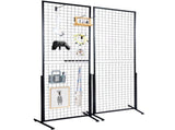 2' x 5.6' Grid Wall Panels Tower, 2 Packs Wire Gridwall Display Racks with T-Base Floorstanding, 98706448