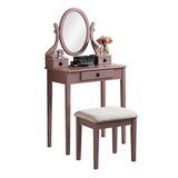 ZNTS Moniys Wood Moniya Makeup Vanity Table and Stool Set, Rose Gold T2574P163833