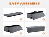 43 Inch Folding Ottoman With Storage Bench, Bedside Storage Bench With Linen Top Cover and Cushion, 87005036