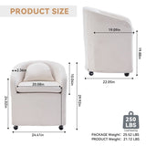 059-Set of 1 Chenille Fabric Dining Armchair With Back Cushion and Universal Wheels,Beige W527P242555