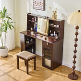 Elegant makeup vanity desk with 3 modes Adjustable Lighted Mirror,modern dressing table set with N844P257533W