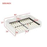 Full size Upholstered Daybed, Sherpa Fabric Sofabed with Cloud-Shaped Backrest, No Box-spring N733P234605K