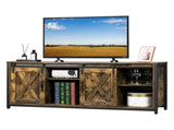 3-layer Double Barn Door with Sliding Rail X-shaped Panel TV Cabinet MDF with Triamine Retro Brown 94882860