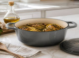 Stainless Steel Handle 5QT Round Enameled Pot Black-to-Grey Gradient 14108425
