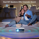 FUDONI Projector with WiFi and Bluetooth, Outdoor Portable 4K Support Projector HD 1080P Max 300" 21504958