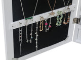 Full Mirror Wooden Wall Mounted 4-Layer Shelf 2 Drawers With Inner Mirror 8 Blue LED Light Jewelry 20257900
