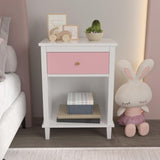 26.77''H Wooden Nightstand with One Drawer One Shelf for Kids, Adults, Pink 61855296