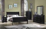 1pc Black Finish Five Drawers Louis Philip Chest Solid Wood Contemporary Sleek Ample Storage B011P193098