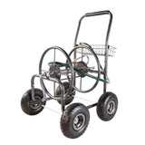 ZNTS Garden Hose Reel Cart - 4 Wheels Portable Garden Hose Reel Cart with Storage Basket Rust Resistant W227P194231