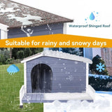 Large Wooden Dog Indoor Outdoor with Terrace and Open Waterproof Asphalt Roof, Outdoor Dog W142770004