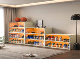 Off white Glass Door Shoe Box Shoe Storage Cabinet For Sneakers With RGB Led Light 06799497