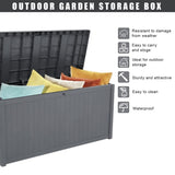ZNTS 113gal 430L Outdoor Garden Plastic Storage Deck Box Chest Tools Cushions Toys Lockable Seat 81601752