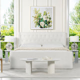Brooks Contemporary Tufted Shelter Platform Bed, King, Antique White Polyester B2719P238239