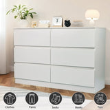 6 Drawer White Dresser, Modern Dresser for Bedroom Spacious Countertop, Wood Storage Cabinet W3204P318437