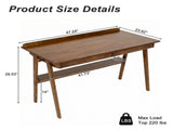 Solid Wood Writing Desk, Home Office Desk for Small Spaces, Mid Century Modern Desks with 2 Drawers 56061304