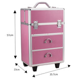 ZNTS 4 Tier Lockable Cosmetic Makeup Train Case with Extendable Trays Pink 80010757